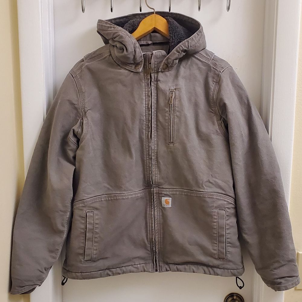 😍carhartt full swing sherpa lined canvas jacket size women's XS